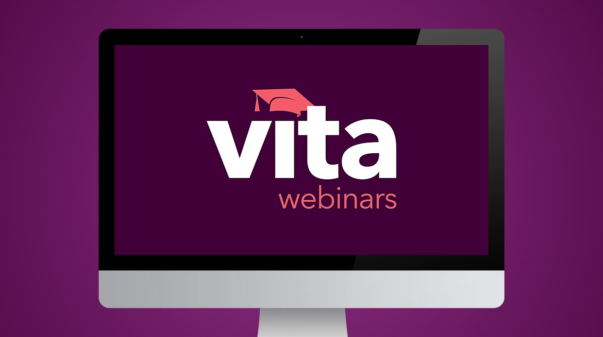 Computer displaying a webinar hosted by Vita